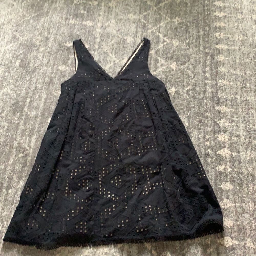 black babydoll dress with eyelet designs